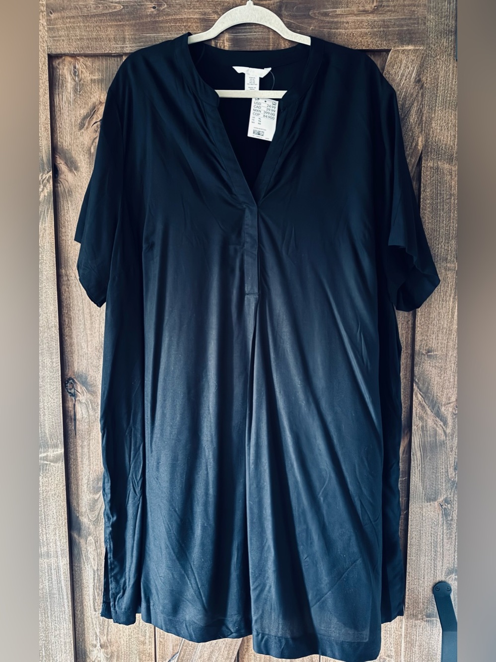 H&M Black V-Neck Short Sleeve Tunic Dress - New With Tags!